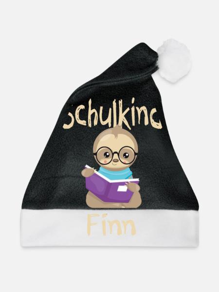 Schulkind Finn Faultier - Weihnachtsmütze - Schwarz/Weiß