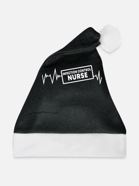 Hygiene Krankenschwester Herzschlag Design - Weihnachtsmütze - Schwarz/Weiß - Vorne