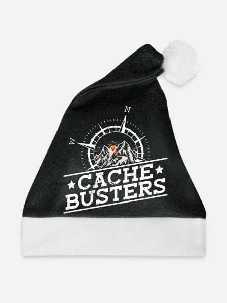 Cache Busters - Geocaching Geocacher - Weihnachtsmütze - Schwarz/Weiß - Vorne