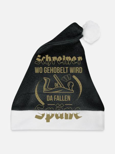 Schreiner Herren TShirt Wo gehobelt wird - Weihnachtsmütze - Schwarz/Weiß - Vorne