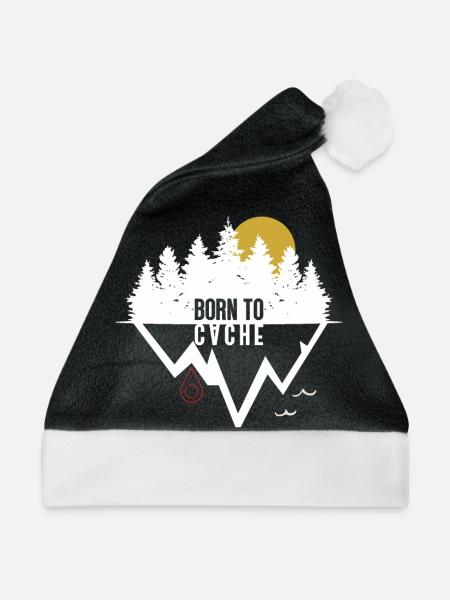 Geboren um zu cachen - Geocaching Geocacher - Weihnachtsmütze - Schwarz/Weiß - Vorne