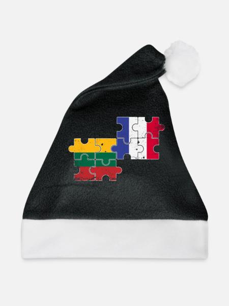 Litauen Frankreich Vintage Flagge Litauer - Weihnachtsmütze - Schwarz/Weiß - Vorne