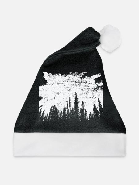 Wald in der Nacht Natur Blätter Umwelt - Weihnachtsmütze - Schwarz/Weiß - Vorne