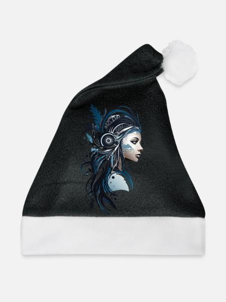 Stammeskopf Frau - Weihnachtsmütze - Schwarz/Weiß