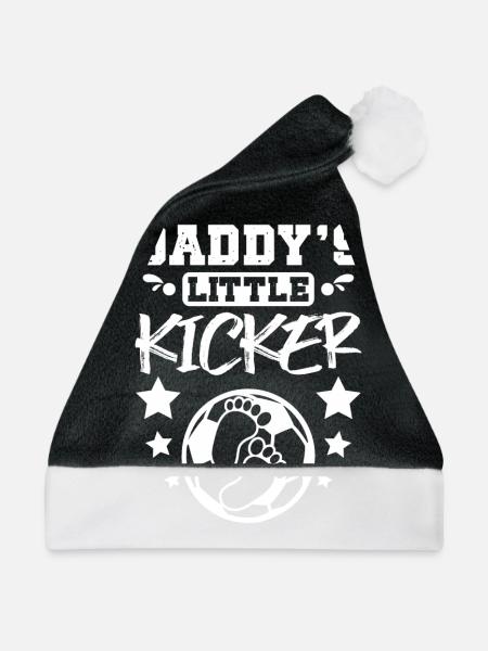 Pregnancy Soccer Daddy's little kicker - Weihnachtsmütze - Schwarz/Weiß - Vorne
