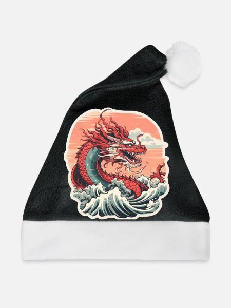 Japanischer Drache - Weihnachtsmütze - Schwarz/Weiß