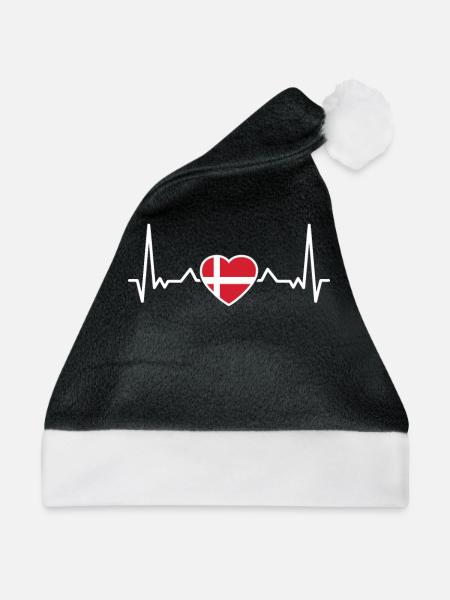 Dänemark Herzschlag Dänische Flagge Däne - Weihnachtsmütze - Schwarz/Weiß
