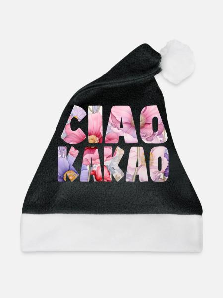 Ciao Kakao Blumenmuster - Weihnachtsmütze - Schwarz/Weiß - Vorne