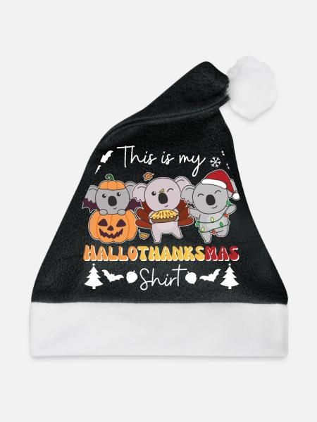 This is my Hallothanksmas Shirt Koala Weihnachten - Weihnachtsmütze - Schwarz/Weiß