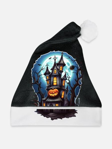 Halloween Spukhaus - Weihnachtsmütze - Schwarz/Weiß - Vorne
