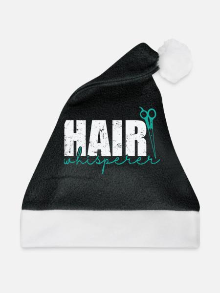 Hair Whisperer Friseur Beruf Haare - Weihnachtsmütze - Schwarz/Weiß - Vorne