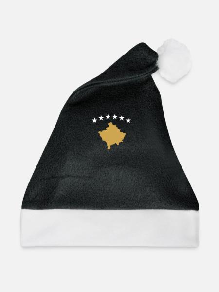 Kosovo Karte Kosovarische Flagge Kosovare - Weihnachtsmütze - Schwarz/Weiß - Vorne