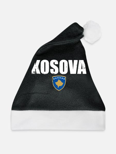 Kosova Vintage Kosovo Kosovarische Flagge Kosovare - Weihnachtsmütze - Schwarz/Weiß - Vorne
