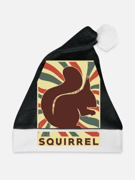 Eichhörnchen Retro Vintage - Weihnachtsmütze - Schwarz/Weiß - Vorne