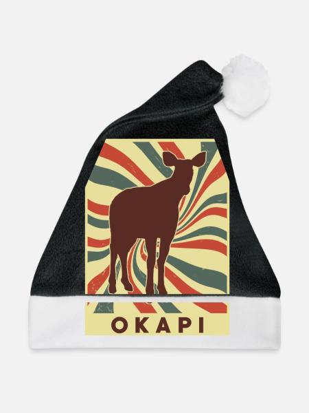 Okapi Retro Vintage - Weihnachtsmütze - Schwarz/Weiß - Vorne