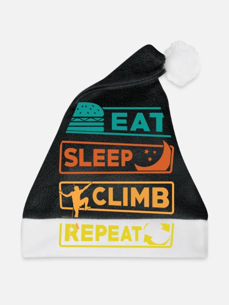 Eat Sleep Climb Repeat - Weihnachtsmütze - Schwarz/Weiß - Vorne