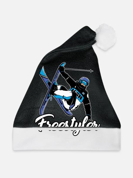 Tolles Freestyler Outfit Freestyle Ski - Weihnachtsmütze - Schwarz/Weiß - Vorne