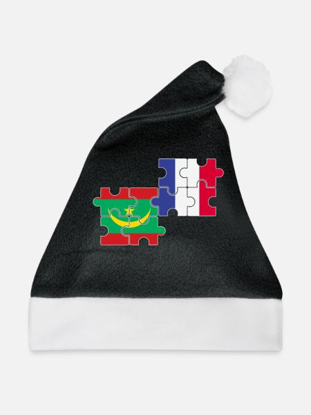 Mauretanien Frankreich Flagge Franzose Mauretanier - Weihnachtsmütze - Schwarz/Weiß - Vorne