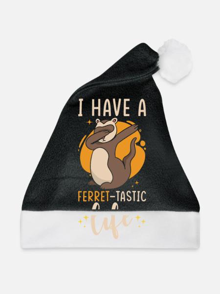 Frettchen Geschenk für Frettchen Besitzer - Weihnachtsmütze - Schwarz/Weiß