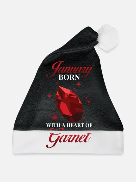 Geburtsstein Januar Granat - Weihnachtsmütze - Schwarz/Weiß
