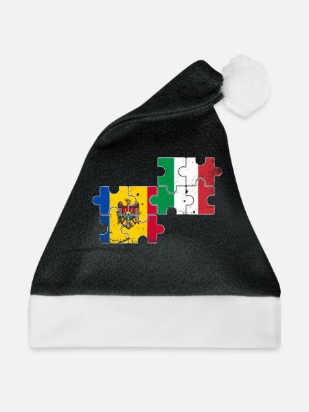 Moldau Italien Vintage Flagge Italienisch Moldauer - Weihnachtsmütze - Schwarz/Weiß - Vorne