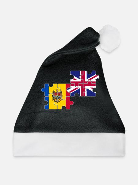 Moldawien UK Flagge Britische Moldawier - Weihnachtsmütze - Schwarz/Weiß - Vorne