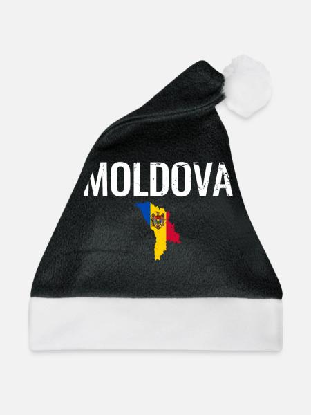 Moldau Vintage Karte Moldauische Flagge Moldauer - Weihnachtsmütze - Schwarz/Weiß - Vorne