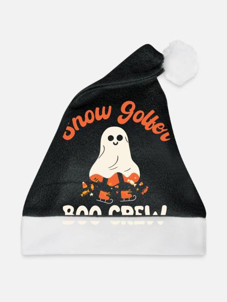 Gruseliges Schneegolfer Boo Crew Halloween Kostüm - Weihnachtsmütze - Schwarz/Weiß