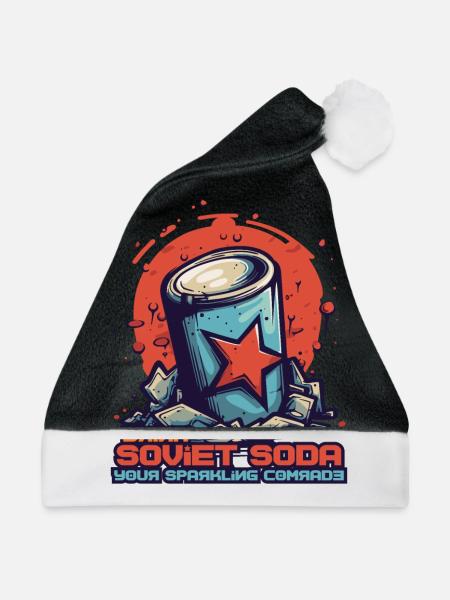 Sowjetische Soda: Der sprudelnde Kamerad - Weihnachtsmütze - Schwarz/Weiß - Vorne