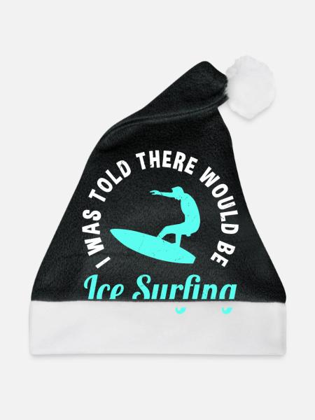Eissurfer Kaltwasser Surfen Spruch - Weihnachtsmütze - Schwarz/Weiß - Vorne