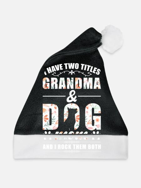 Oma & Hunde Mama - Weihnachtsmütze - Schwarz/Weiß - Vorne