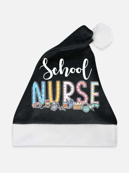 Geschenkidee Für Schulkrankenschwestern - Weihnachtsmütze - Schwarz/Weiß - Vorne