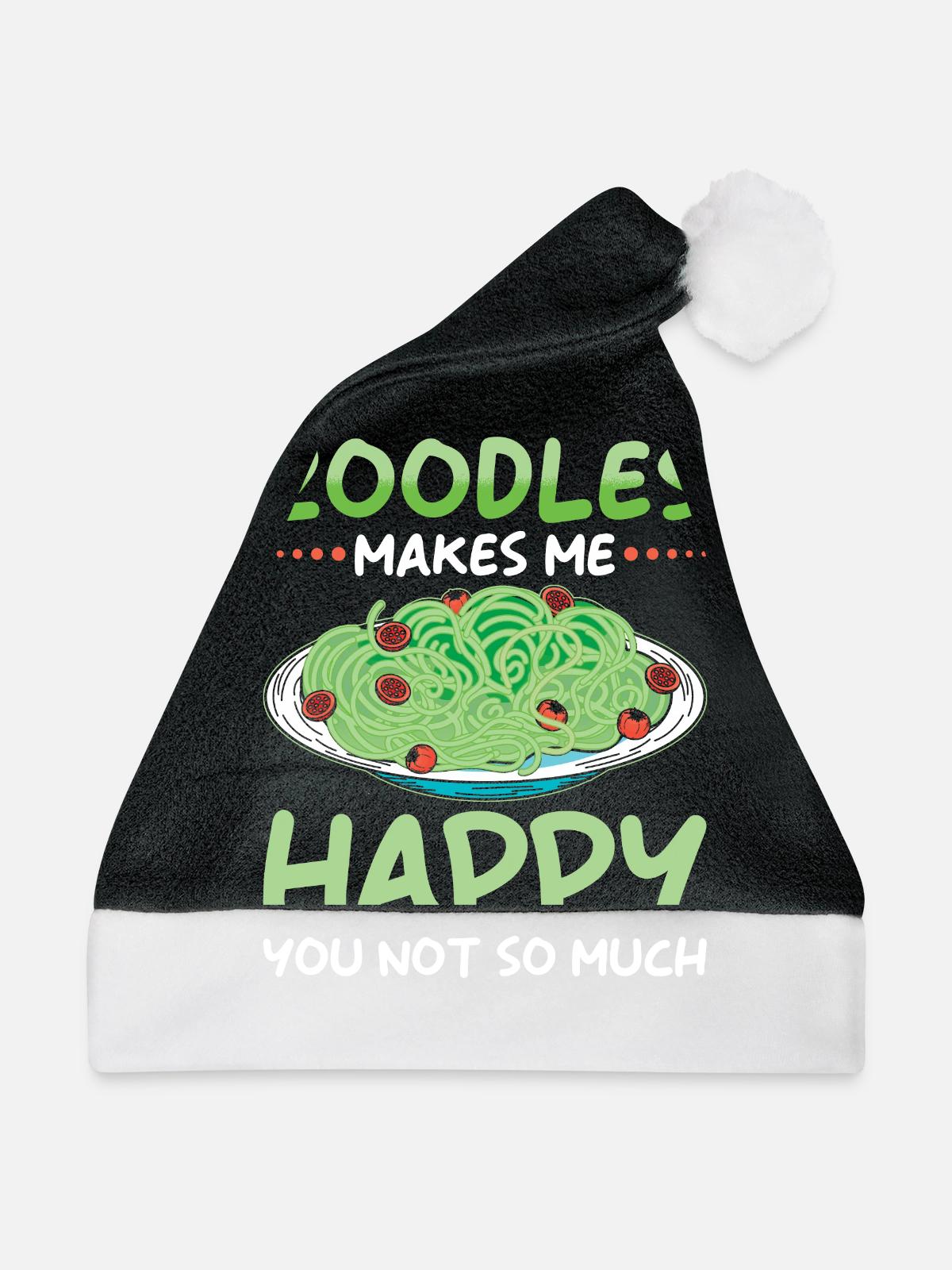 Zoodles Zucchini Pasta Spruch - Weihnachtsmütze - Schwarz/Weiß - Vorne