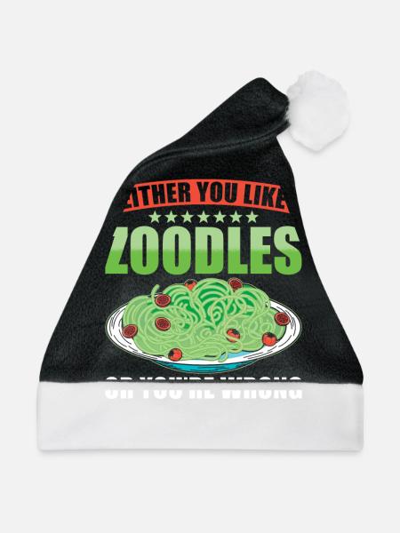 Zoodles Zucchini Pasta Spruch - Weihnachtsmütze - Schwarz/Weiß - Vorne