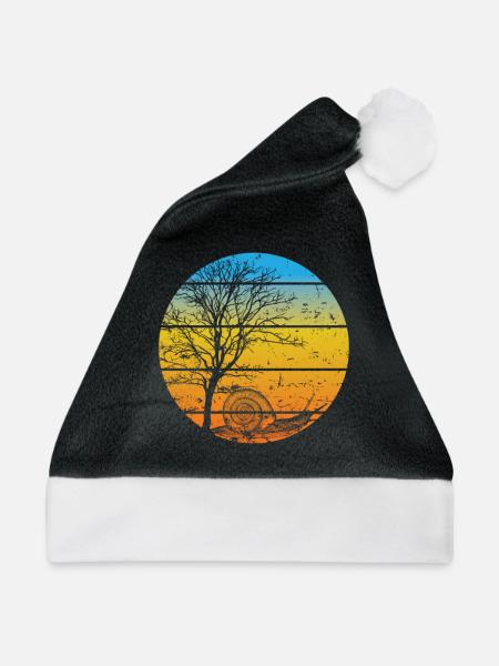 Schnecke mit Baum Schneckenhaus Tier - Weihnachtsmütze - Schwarz/Weiß
