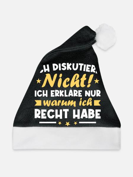 Ich diskutiere nicht erkläre warum ich recht habe - Weihnachtsmütze - Schwarz/Weiß - Vorne