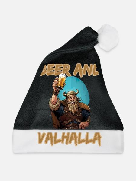 Beer And Valhalla Wikinger - Weihnachtsmütze - Schwarz/Weiß