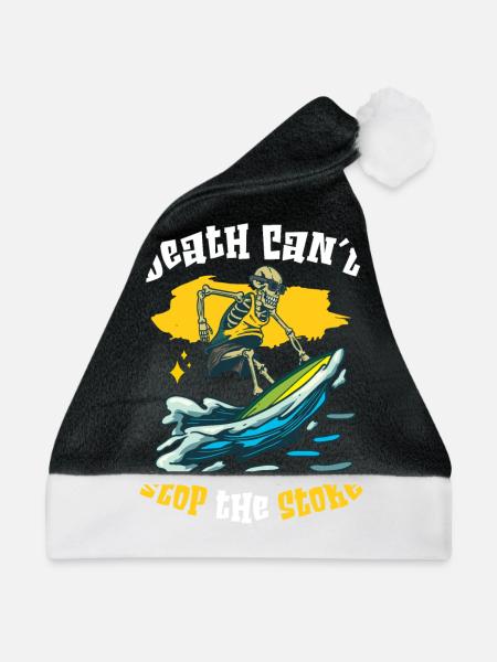 Lustiger Surfer, Der Skelett-strand-stoke-brandung - Weihnachtsmütze - Schwarz/Weiß - Vorne