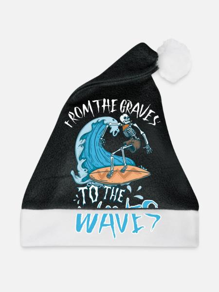 Lustiger Surfer, Der Skelett-strand-stoke-brandung - Weihnachtsmütze - Schwarz/Weiß - Vorne
