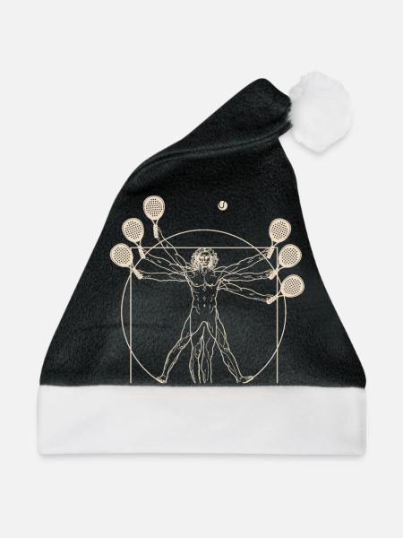 Vitruvian Man Padel Tennis Paddle - Weihnachtsmütze - Schwarz/Weiß - Vorne