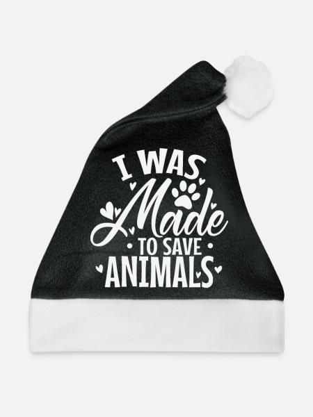 I was Made to save Animals Tierarzt Beruf - Weihnachtsmütze - Schwarz/Weiß - Vorne