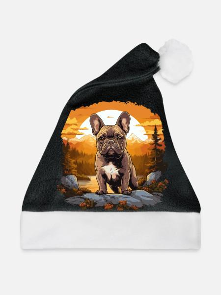 Hund French Bulldog - Weihnachtsmütze - Schwarz/Weiß