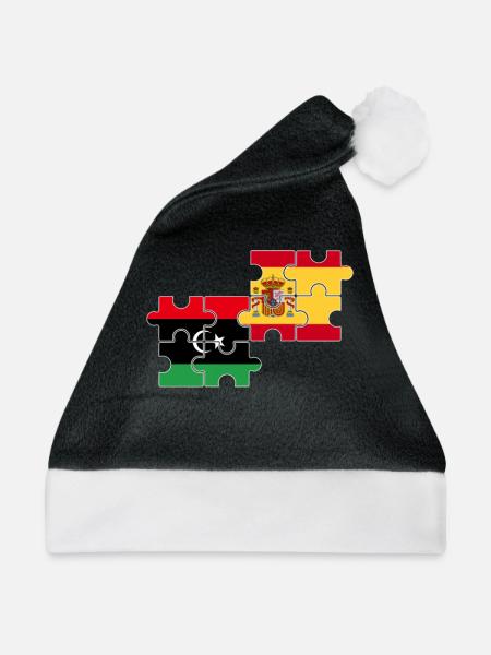 Libyen Spanien Flagge Spanisch Libyer - Weihnachtsmütze - Schwarz/Weiß - Vorne