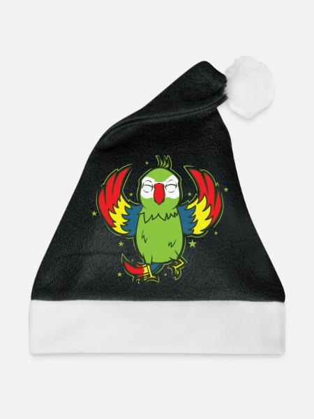Papagei Tier Sprechen - Weihnachtsmütze - Schwarz/Weiß