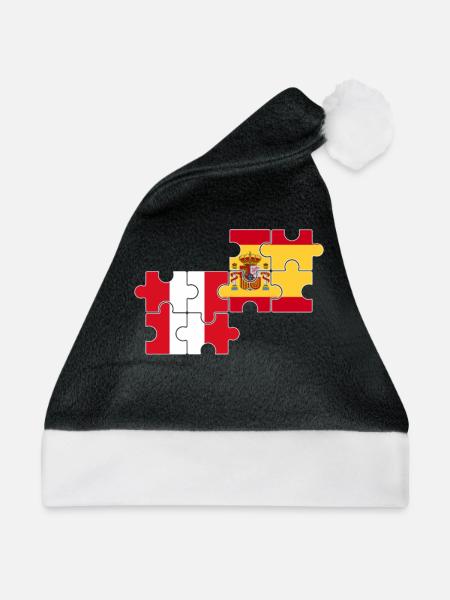 Peru Spanien Flagge Spanier Peruaner - Weihnachtsmütze - Schwarz/Weiß
