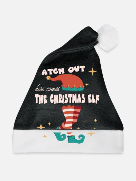 hier kommen die passenden Weihnachtselfen-Feiertagssets - Weihnachtsmütze - Schwarz/Weiß - Vorne