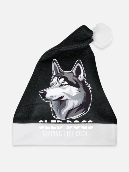 Schlittenhund Huskie Alaska Wintersport - Weihnachtsmütze - Schwarz/Weiß
