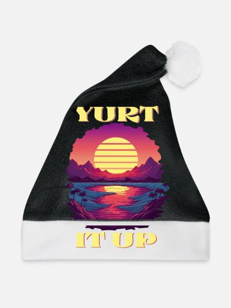 Yurt It Up Camping Berge Rundes Zelt Abenteuer - Weihnachtsmütze - Schwarz/Weiß - Vorne