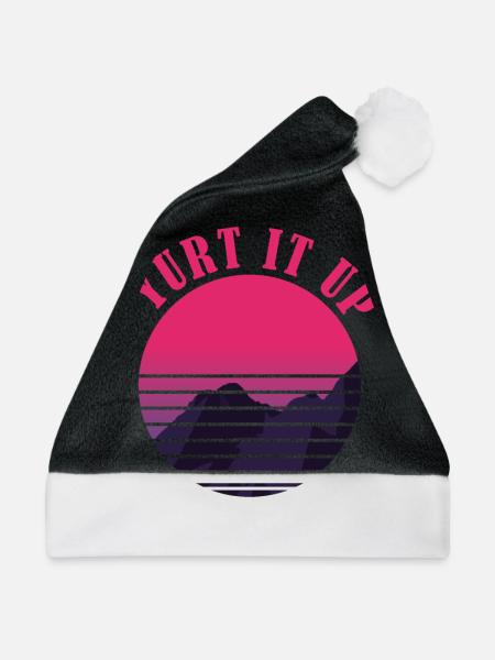 Yurt It Up Camping Berge Rundes Zelt Abenteuer - Weihnachtsmütze - Schwarz/Weiß - Vorne
