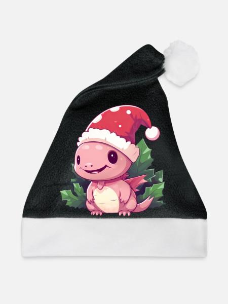 Weihnachts-Axolotl Mistelzweig - Weihnachtsmütze - Schwarz/Weiß